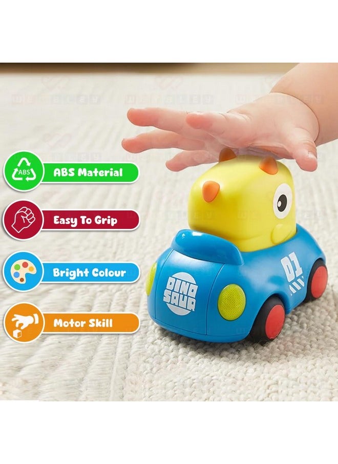 Wembley Dinosaur Inertia Toy Car for Toddlers 12 Months & Above Old Babies with 8 Inbuilt Music Push & Go Friction Car Baby Toys Birthday Gift for Children - Pack of 2