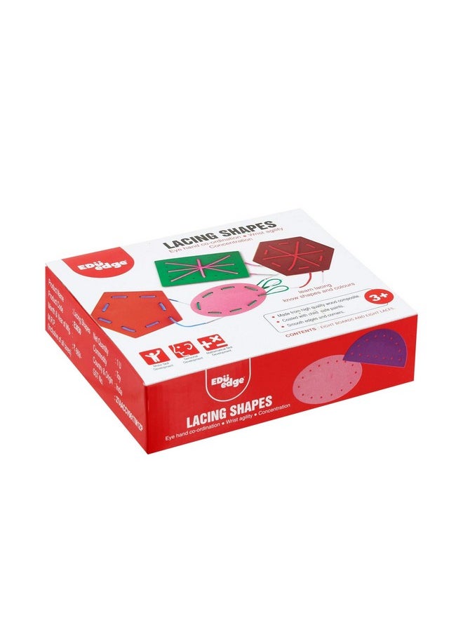 EDUEDGE Lacing Shape Develops Motor Skill, Mathematical Skill and Cognitive Skill Wooden Learning Toy Suggested for Children Above 3 Years of Age