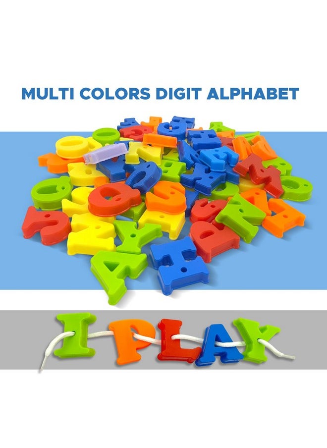 I PLAY Alphabets Letter Block Game Set with Linking Thread, Alphabetic Puzzle Blocks for Kids Set of 52 Pieces - Multicolor