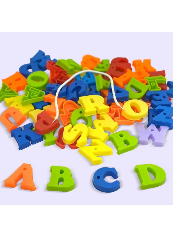 I PLAY Alphabets Letter Block Game Set with Linking Thread, Alphabetic Puzzle Blocks for Kids Set of 52 Pieces - Multicolor