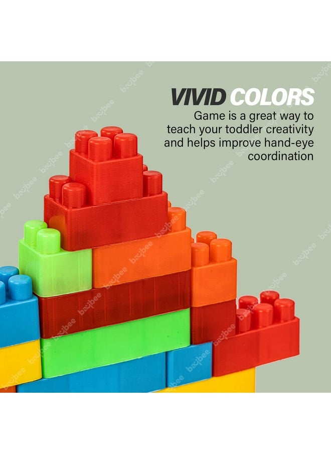 BAYBEE Building Blocks For Kids 100 Pcs Plastic Diy,Puzzle Block Games For Kids,Learning Stacking Toys For Kids|Construction Building Block Toys For Kids 2+ Years Boys Girls,Multi