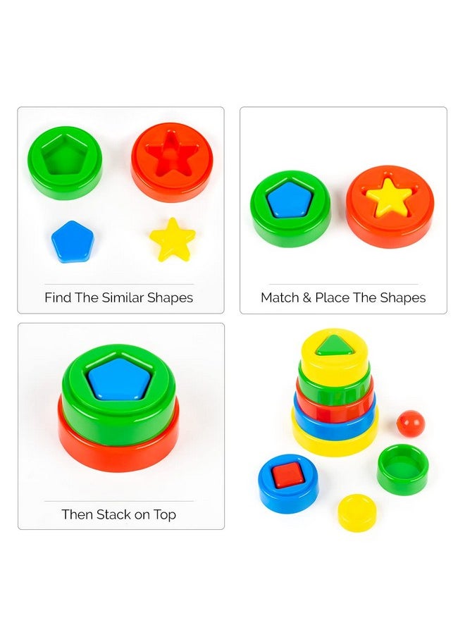 RATNA'S Pyramid Shape Stacker Multicolour Rings Tower | Geometric Shape Recognition, Sorting, Stacking and Plugging Educational Learning Toy Game for Infants & Toddlers