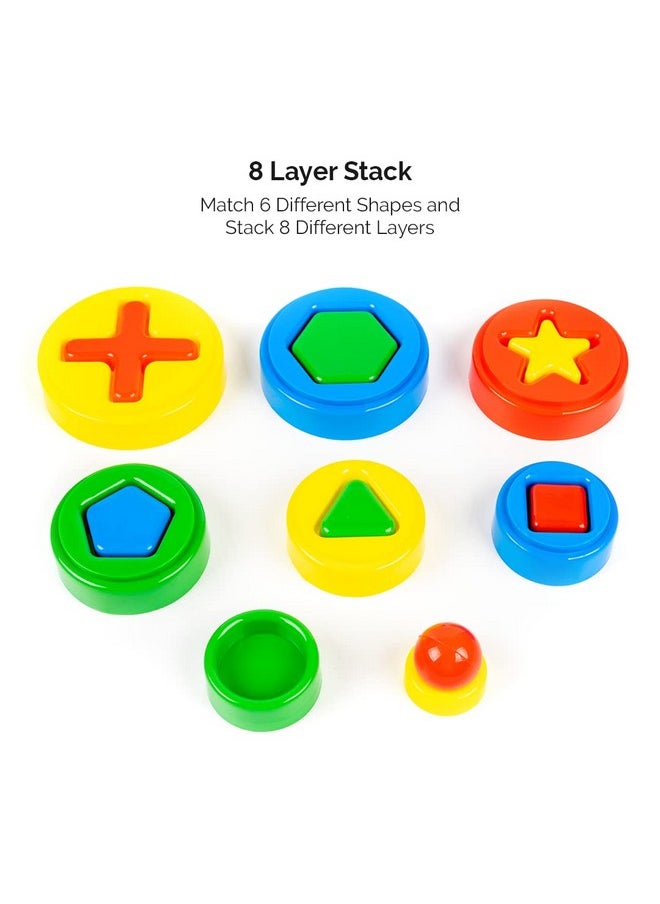 RATNA'S Pyramid Shape Stacker Multicolour Rings Tower | Geometric Shape Recognition, Sorting, Stacking and Plugging Educational Learning Toy Game for Infants & Toddlers