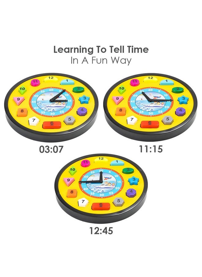 Ratna's Shape Sorter Clock 2in1 Educational Clock Learning Toy Along with Shapes, Numbers & Colors Teaching Time Montessori Toys for Toddlers & Kids 3+ Years (Assorted Colours)