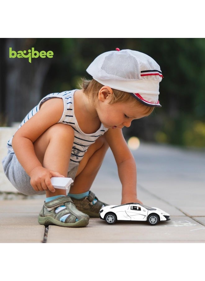 BAYBEE Friction Powered Push and Go Racing Car Toys for Kids, Push Pull Toy Vehicles Playset for Toddlers | Push Toy Cars | Baby Car Friction for Kids Children Boys Girls 2-5 Years (White)