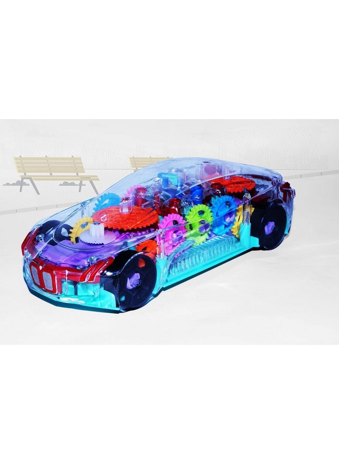 Smartcraft Transparent Gear Car, Musical and 3D Lights Transparent Toy Car for 2 to 5 Year Kids, Multicolor