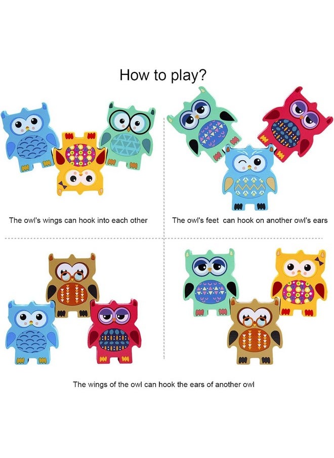 PLUSPOINT Wooden Owl Balancing Stacking Block Games for Kids 12 Piece Building Blocks Numbers Sorting Toys Balancing Game Learning Educational Baby Stacking Toys for Kids 3+ Years Boys & Girls