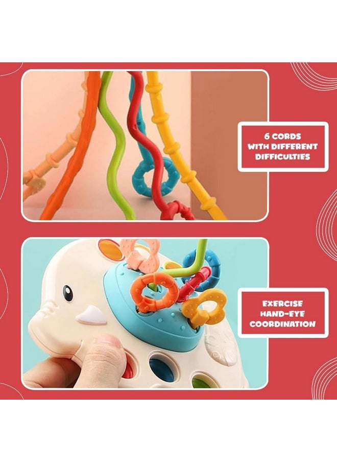 Wembley Montessori Sensory Teething Pull String Toys For 4m +Year Old Travel Toys For Babies, Food Grade Silicone Baby Toys Fine Motor Skills Toddler Activity Toys - Bis Approved, Multicolor