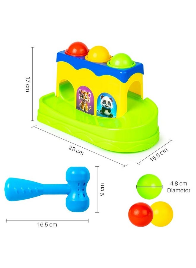 Ratna's Hammer Strike Knock Ball Toy to See The Balls Roll Out for Toddlers & Kids