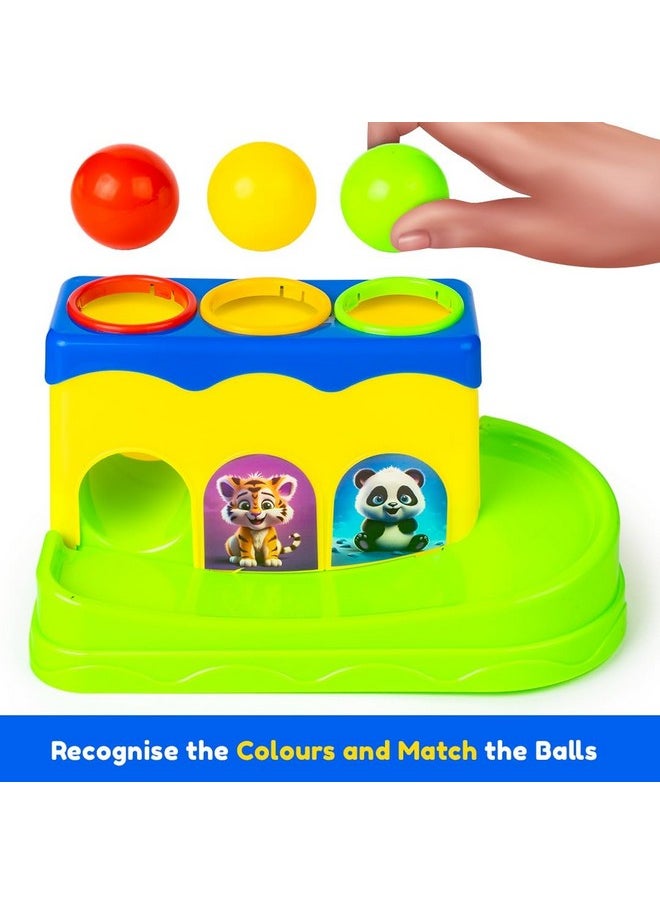 Ratna's Hammer Strike Knock Ball Toy to See The Balls Roll Out for Toddlers & Kids