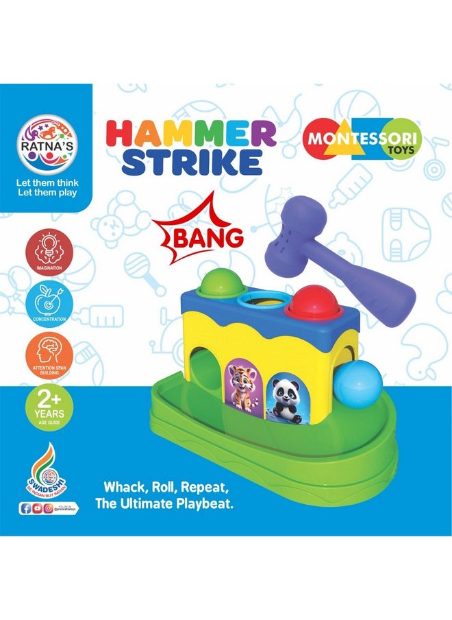 Ratna's Hammer Strike Knock Ball Toy to See The Balls Roll Out for Toddlers & Kids