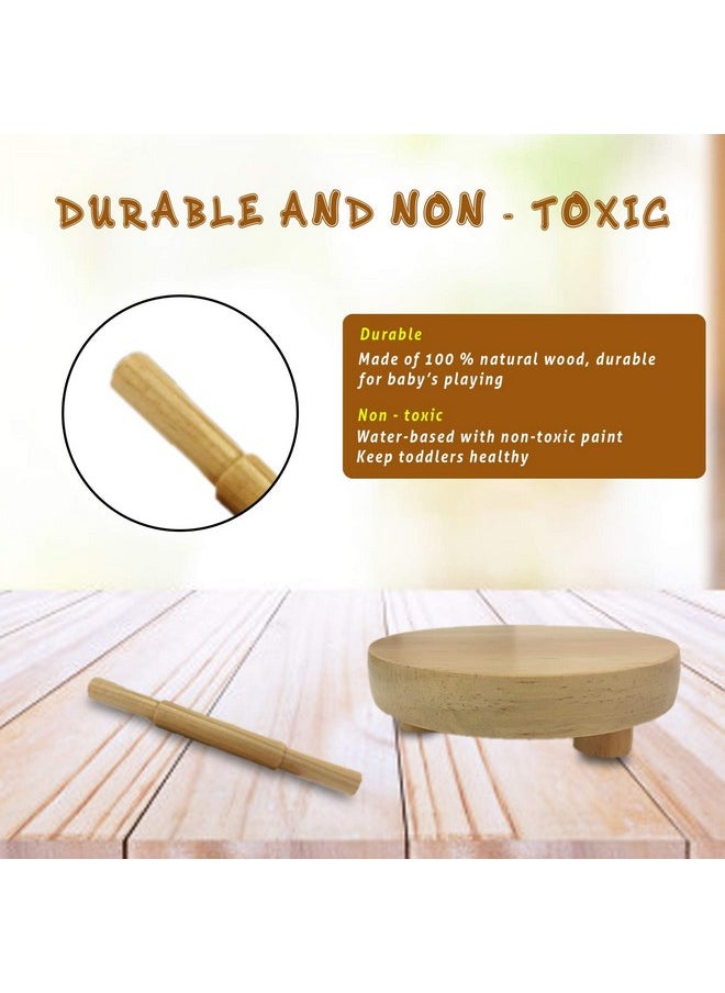 baybee wooden roti roller/rolling pin board for kids chapati maker for toddlers 3 years old and up, fun chakla belan toy set for kids boys & girls toys | activities toy for age 5+ years old kid-Beige
