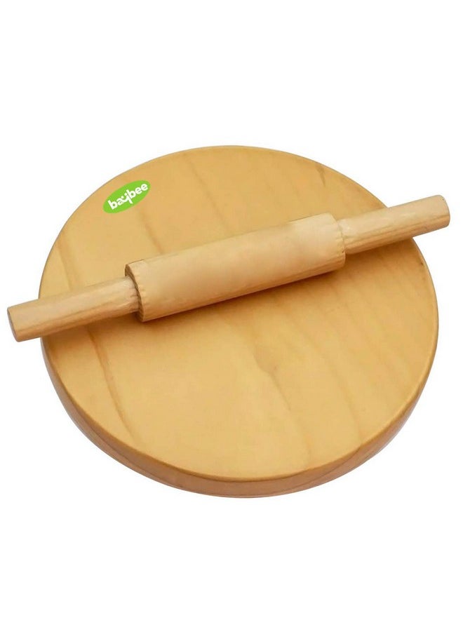 baybee wooden roti roller/rolling pin board for kids chapati maker for toddlers 3 years old and up, fun chakla belan toy set for kids boys & girls toys | activities toy for age 5+ years old kid-Beige