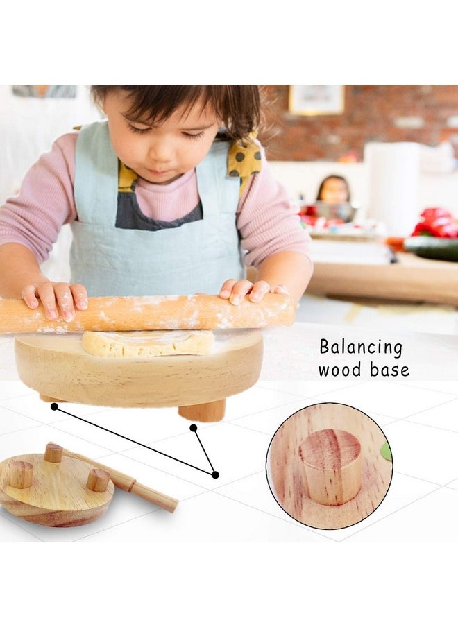 baybee wooden roti roller/rolling pin board for kids chapati maker for toddlers 3 years old and up, fun chakla belan toy set for kids boys & girls toys | activities toy for age 5+ years old kid-Beige