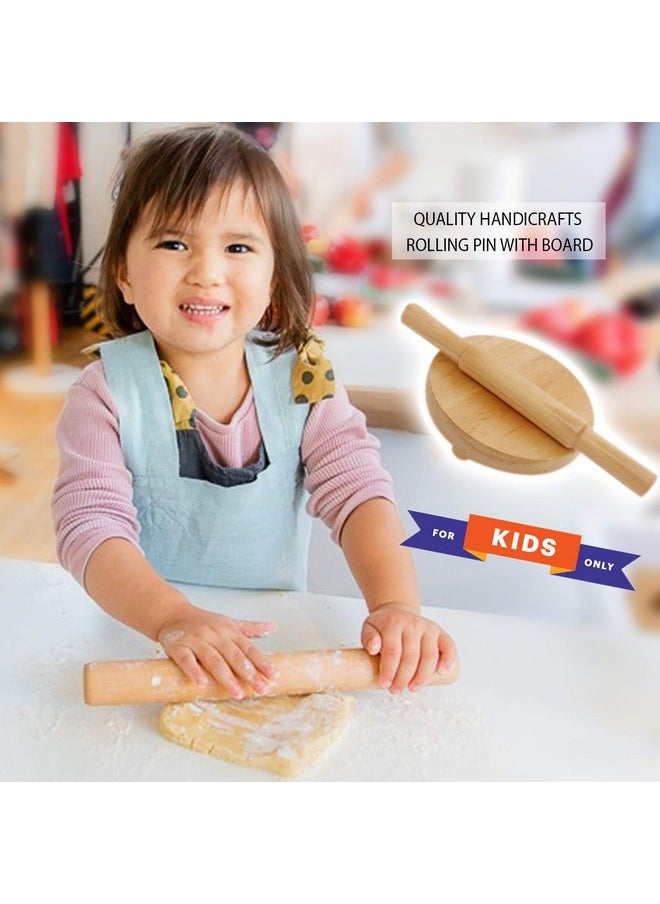 baybee wooden roti roller/rolling pin board for kids chapati maker for toddlers 3 years old and up, fun chakla belan toy set for kids boys & girls toys | activities toy for age 5+ years old kid-Beige