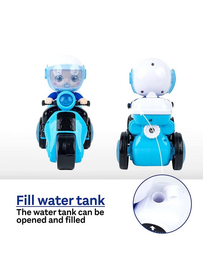KITI KITS 360° Rotating Musical Dancing Boy with Flashing Lights, Smoke, Sound - Action Play Center for Early Learning - Educational Stunt Police Motorcycle Tricycle - Kid's Activity Toy
