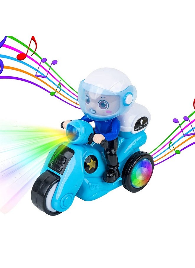 KITI KITS 360° Rotating Musical Dancing Boy with Flashing Lights, Smoke, Sound - Action Play Center for Early Learning - Educational Stunt Police Motorcycle Tricycle - Kid's Activity Toy