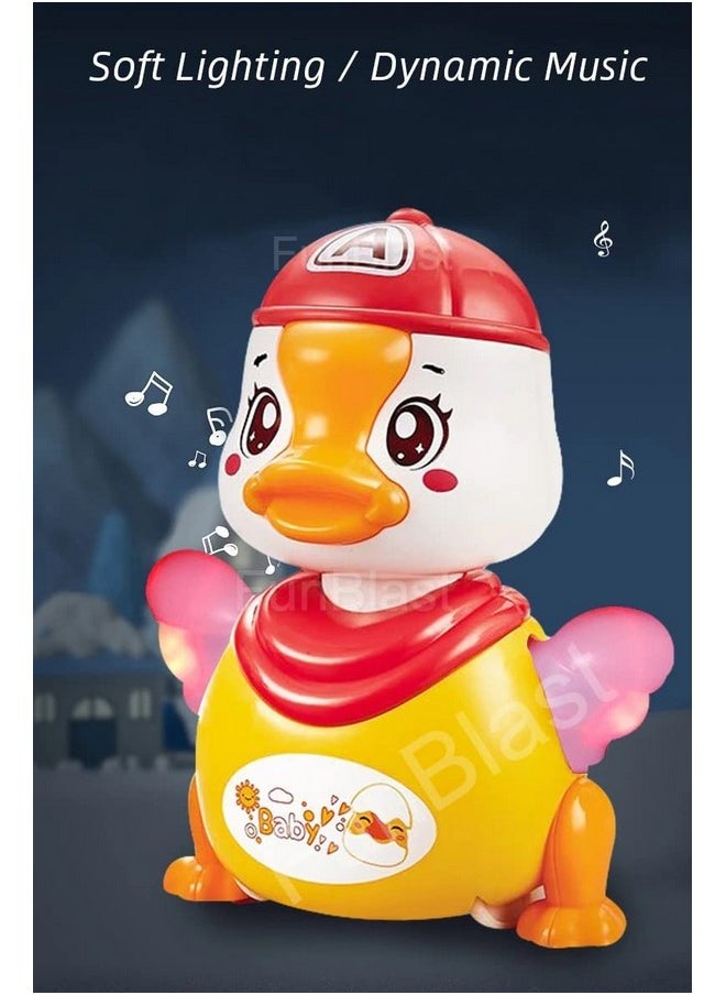 FunBlast Dance Duck Toy, Musical Cartoon Dancing Duck Toy, 360 Degree Rotating Robotic Toy with Flashing Light and Musical Sound Effects for 3+ Years Boys and Girls (1 Pc; Random Color)
