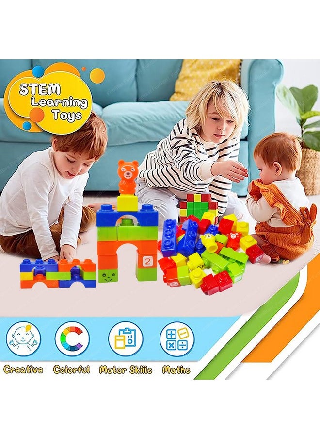FunBlast Building Blocks for Kids - 52 Pcs DIY Plastic Building Blocks for Kids Puzzle Games for Kids, Toys for Children Educational & Learning Toy for 3+ Years Kids, Girls & Boys (Multicolor)