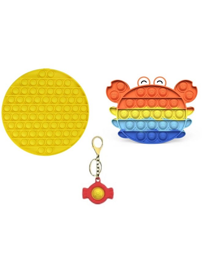 FunBlast Pop it Set, Pop Bubble Fidget Toys, Pop it Keychain, Kids Toy Jumbo Pop it Toys Set - Pack of 3 Real Silicone Fidget Pop It, Keychain Toy for Kids, Bubble Toy for Kids