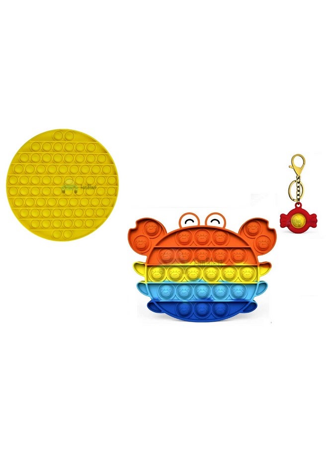 FunBlast Pop it Set, Pop Bubble Fidget Toys, Pop it Keychain, Kids Toy Jumbo Pop it Toys Set - Pack of 3 Real Silicone Fidget Pop It, Keychain Toy for Kids, Bubble Toy for Kids