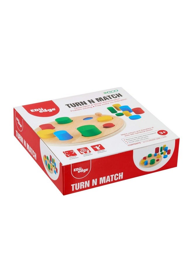 Eduedge Turn N Match for enhances Concentration, Visual Discrimination, Develops Mathematical Skill, Wooden Learning Toy for Kids Above 3 Years, Preschool Activity Kit, for Baby Boys & Girls