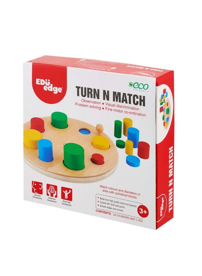 Eduedge Turn N Match for enhances Concentration, Visual Discrimination, Develops Mathematical Skill, Wooden Learning Toy for Kids Above 3 Years, Preschool Activity Kit, for Baby Boys & Girls