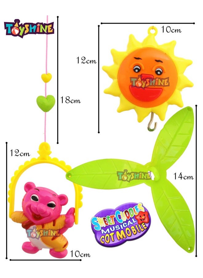 toyshine animal party musical wind up cot mobile bed ring with hanging toys- Multi color