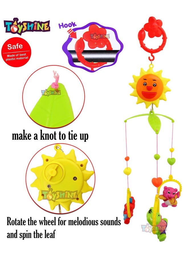 toyshine animal party musical wind up cot mobile bed ring with hanging toys- Multi color