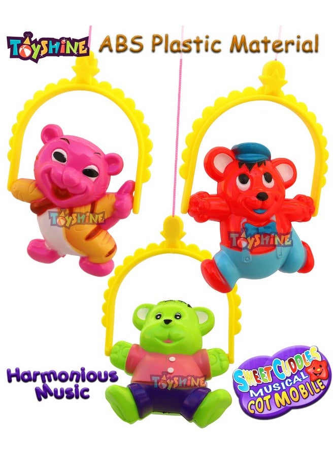 toyshine animal party musical wind up cot mobile bed ring with hanging toys- Multi color