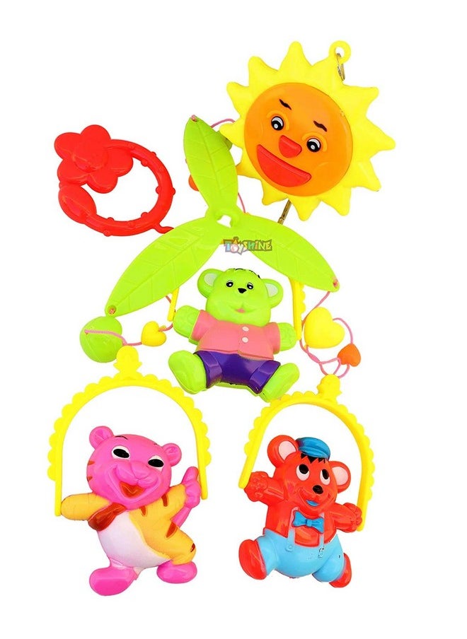 toyshine animal party musical wind up cot mobile bed ring with hanging toys- Multi color