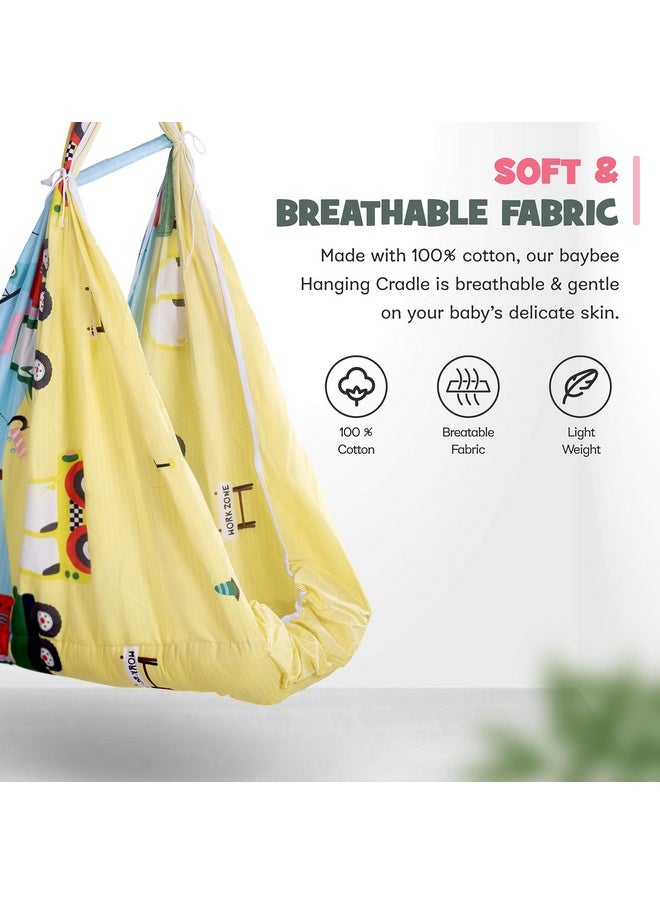 BAYBEE Cotton New Born Hanging Sleep Swing Cradle/Jhula/Jhoola/Baby Bedding with Mosquito net and Spring Set for 0 to 12 Months Baby Boys and Girls