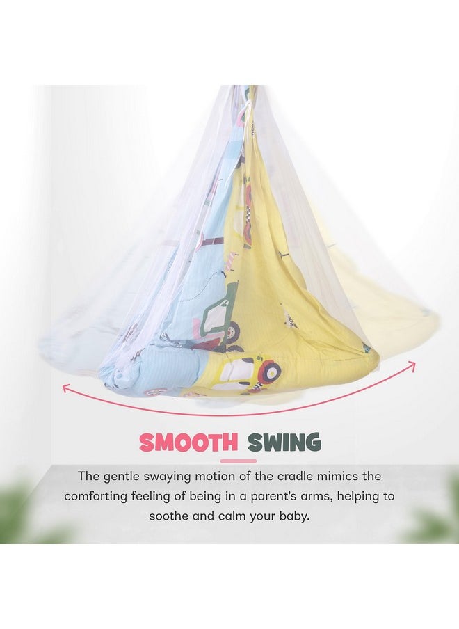 BAYBEE Cotton New Born Hanging Sleep Swing Cradle/Jhula/Jhoola/Baby Bedding with Mosquito net and Spring Set for 0 to 12 Months Baby Boys and Girls