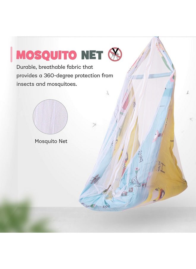 BAYBEE Cotton New Born Hanging Sleep Swing Cradle/Jhula/Jhoola/Baby Bedding with Mosquito net and Spring Set for 0 to 12 Months Baby Boys and Girls