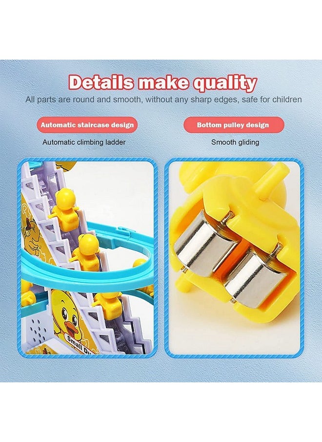 Toyshine 3 Duck Slide Toy Set, Funny Automatic Stair Climbing Ducklings Cartoon Race Track Set Little Lovely Duck Slide Toy Escalator Toy