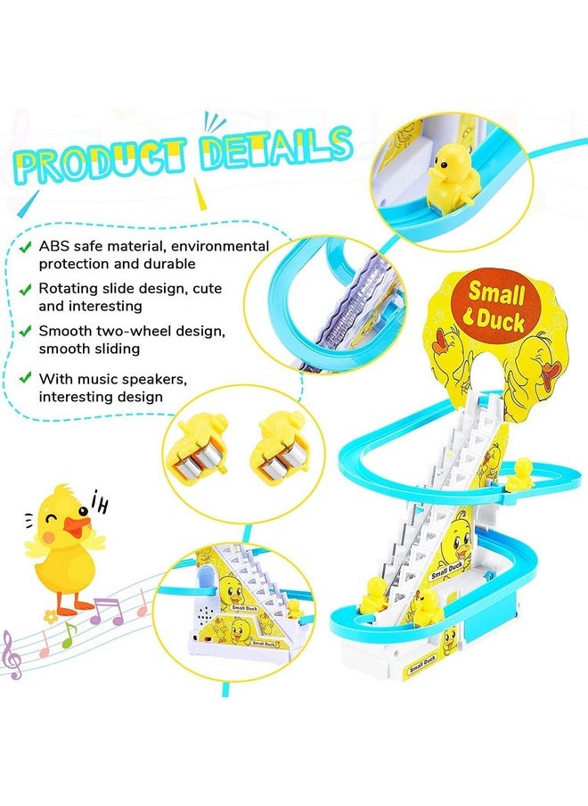 Toyshine 3 Duck Slide Toy Set, Funny Automatic Stair Climbing Ducklings Cartoon Race Track Set Little Lovely Duck Slide Toy Escalator Toy