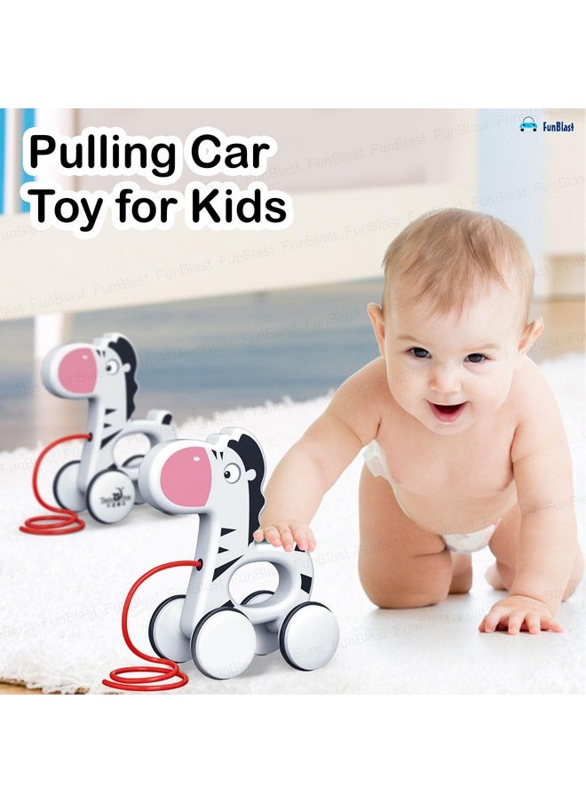 FunBlast Zebra Pull Along Toy for Baby Pulling Car Toy for Kids Early Development & Activity Toys for Toddlers - Multicolor
