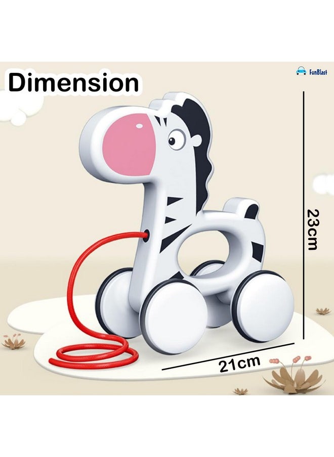 FunBlast Zebra Pull Along Toy for Baby Pulling Car Toy for Kids Early Development & Activity Toys for Toddlers - Multicolor