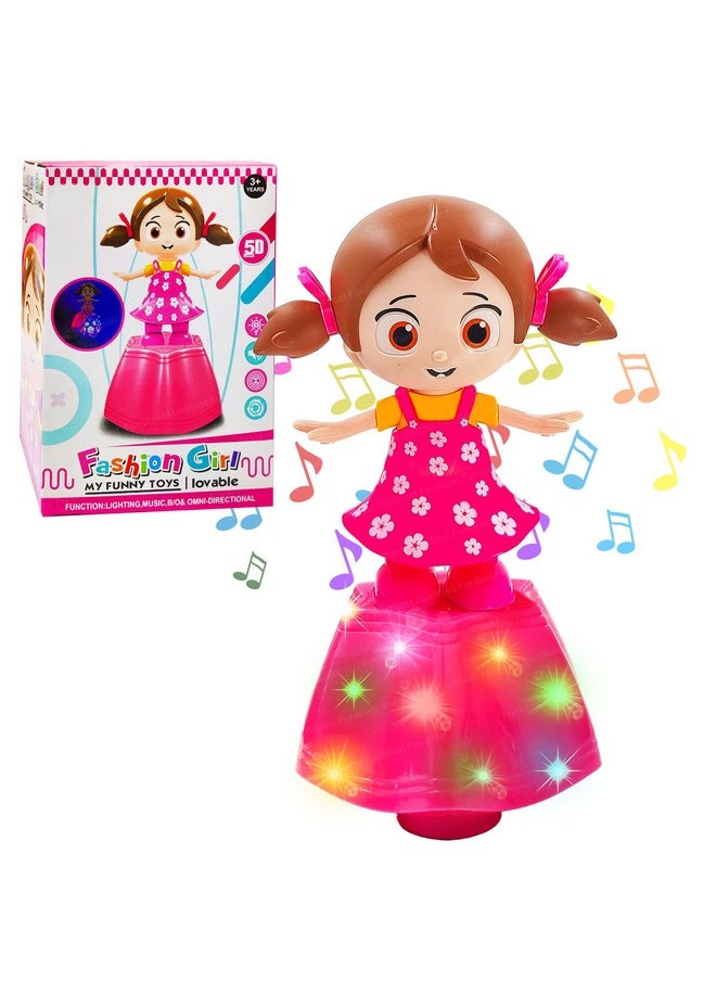 FunBlast Dancing Doll Toy for Kids - 360 Degree Rotation with Universal Wheel, Musical Doll Toy for Kids with 3D Flashing Lights for 3+ Year Old Kids, Boys, Girls (Multicolor)