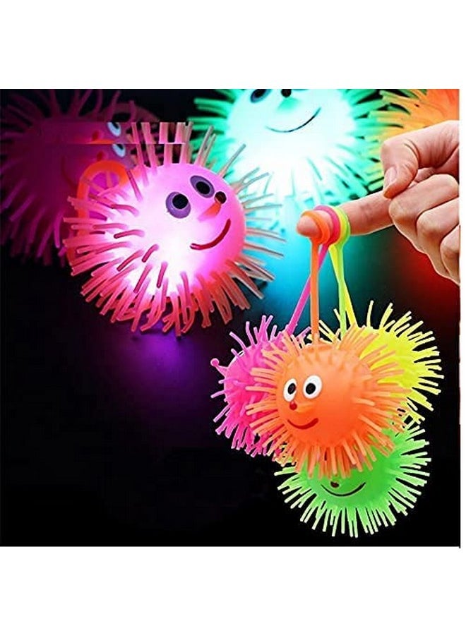 INAAYA Flashing Puffer Balls Soft Squeezable Stress Squishy Toy Stress Relief Ball Light Puffer Fun Toy Decompression Toys for Kids Birthday Gift Item (Set of 8)