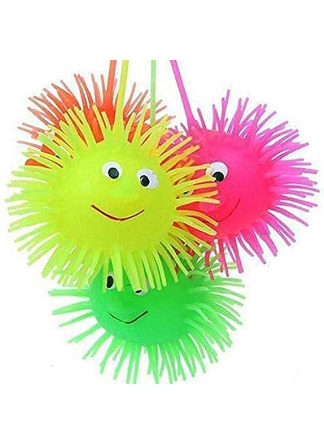 INAAYA Flashing Puffer Balls Soft Squeezable Stress Squishy Toy Stress Relief Ball Light Puffer Fun Toy Decompression Toys for Kids Birthday Gift Item (Set of 8)