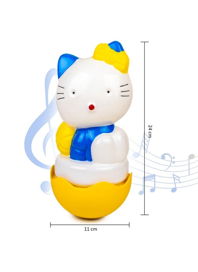 Ratna's Cute Kitty Roly Poly Push and Shake Wobbling Bell Sounds Musical Rattle Toy for Babies & Toddlers