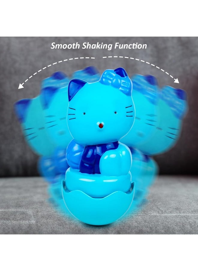 Ratna's Cute Kitty Roly Poly Push and Shake Wobbling Bell Sounds Musical Rattle Toy for Babies & Toddlers