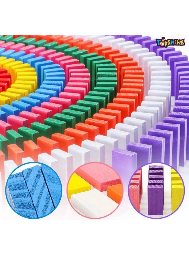 Toyshine Pack of 2 Wooden Combo - Column Blocks and Colorful 120 pcs Domino | Play Montessori Toys for Kids for Girls Boys