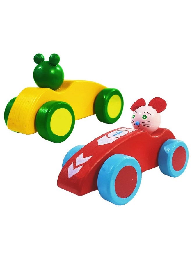 Amitasha Wooden Toy Pull Along Toy Car with Animal Driver | Durable Race Car Shape for Toddlers & Infants | Pull String Toy for Kids Ages 6 Months to 3 Years | Early Learning & Fun Play