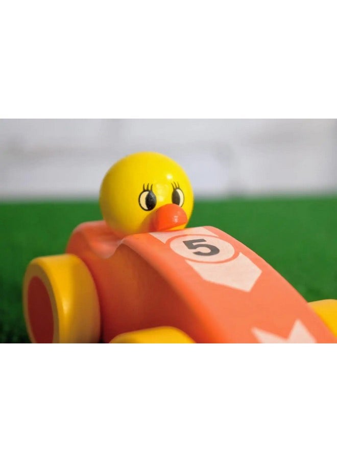 Amitasha Wooden Toy Pull Along Toy Car with Animal Driver | Durable Race Car Shape for Toddlers & Infants | Pull String Toy for Kids Ages 6 Months to 3 Years | Early Learning & Fun Play