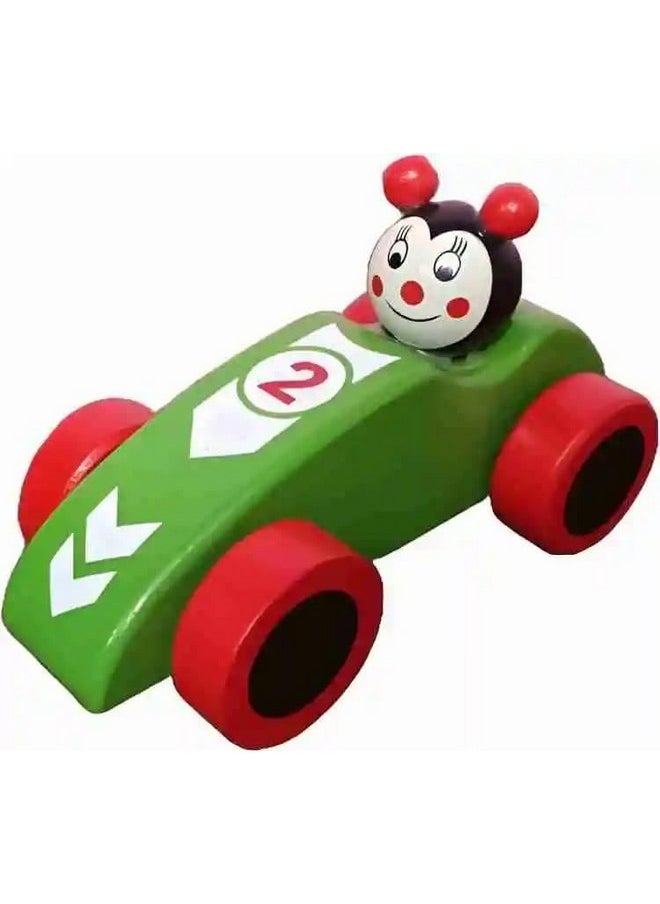 Amitasha Wooden Toy Pull Along Toy Car with Animal Driver | Durable Race Car Shape for Toddlers & Infants | Pull String Toy for Kids Ages 6 Months to 3 Years | Early Learning & Fun Play