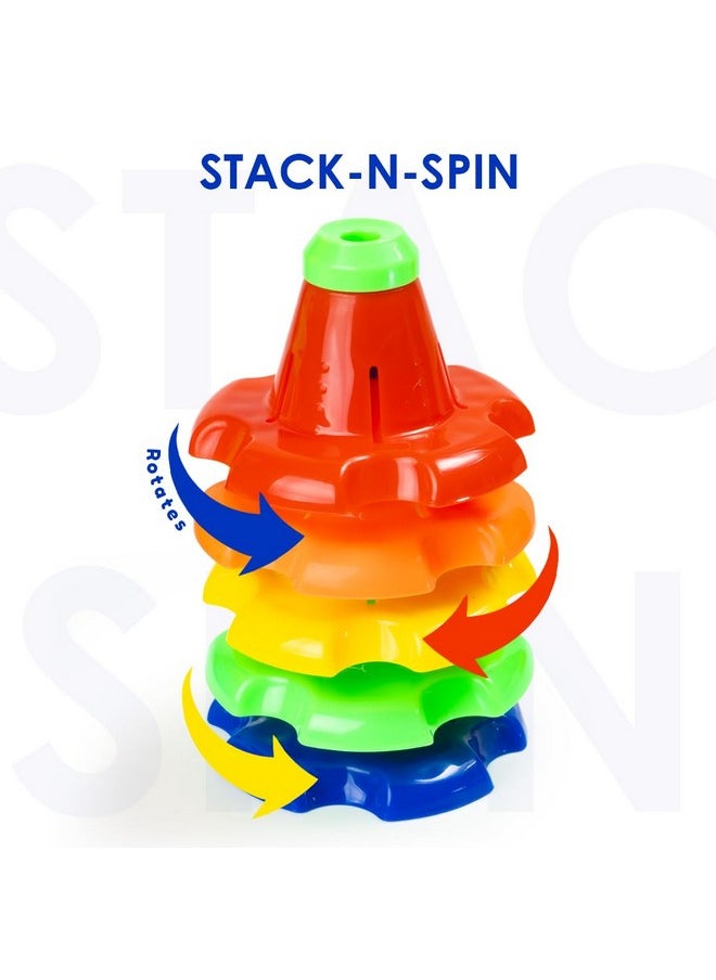 Ratna's 3 in 1 Kinder Gift Set Containing Stack-N-Spin, Rainbow Spinning Tower & Shape Sorter Cube Montessori Toys Preschool Learning for Infants & Toddlers