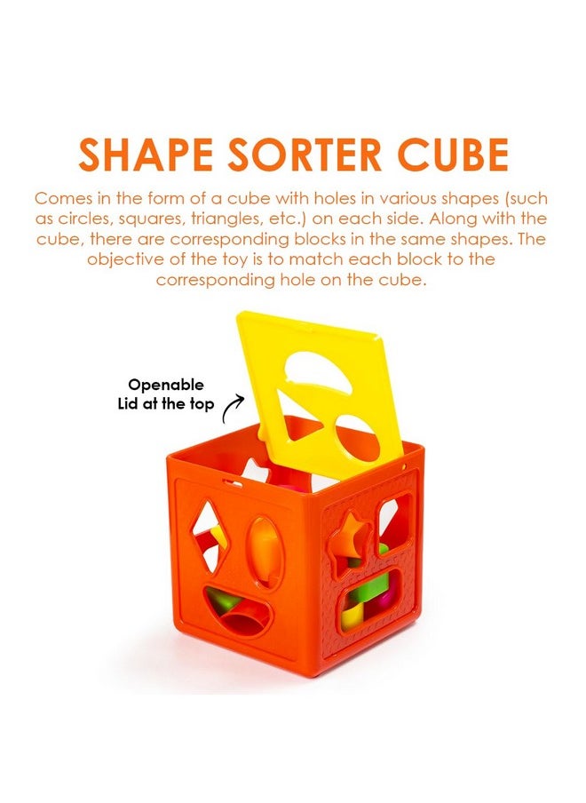 Ratna's 3 in 1 Kinder Gift Set Containing Stack-N-Spin, Rainbow Spinning Tower & Shape Sorter Cube Montessori Toys Preschool Learning for Infants & Toddlers