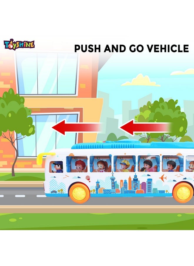 Toyshine Friction Powered Bus Toy with Music and Lights Smooth Push and Go Pretend Play Toy Great Gift for Kids 3+ Years